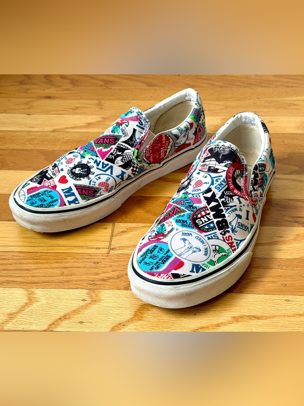 Vans Kids Slip-On Shoes in Multi-Color Sticker Print